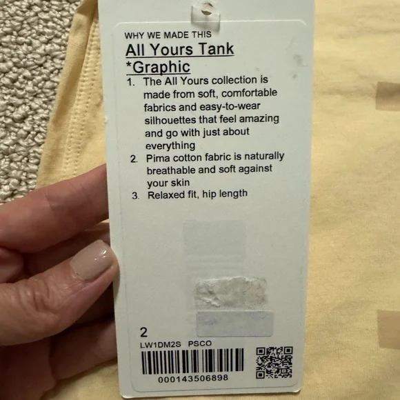 NWT Lululemon ALL YOURS TANK SIZE 2 - Picture 3 of 3